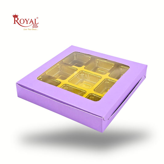 9 Cavity Chocolate Boxes | 5.75x5.75x 1 inches | Lavender
