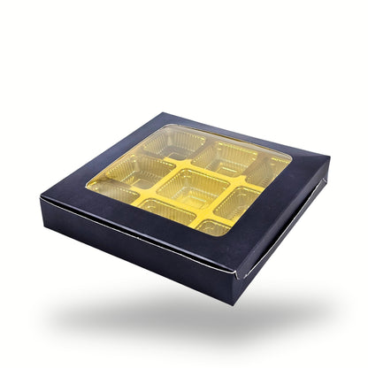 9 Cavity Chocolate Boxes | 5.75x5.75x 1 inches | Navy Blue