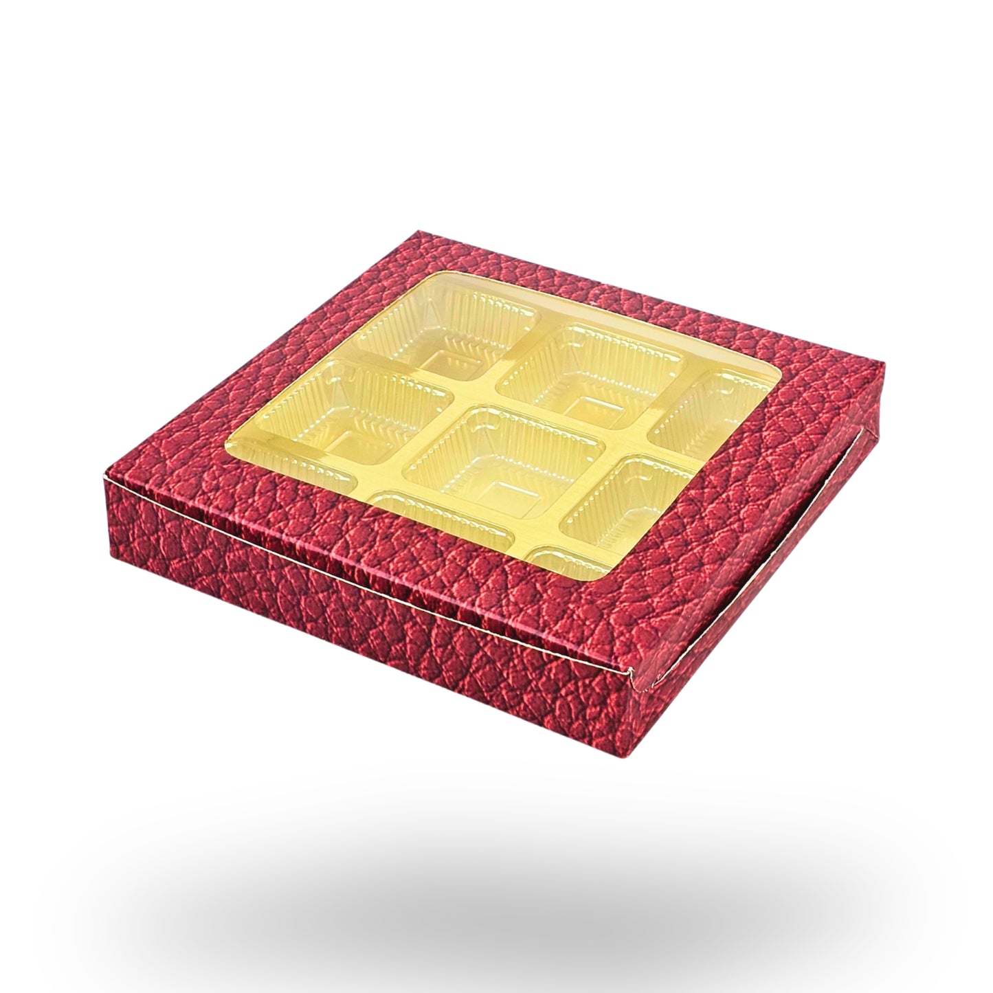 9 Cavity Chocolate Boxes | 5.75x5.75x1 inches | VT Red