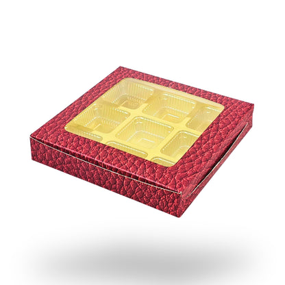 9 Cavity Chocolate Boxes | 5.75x5.75x1 inches | VT Red