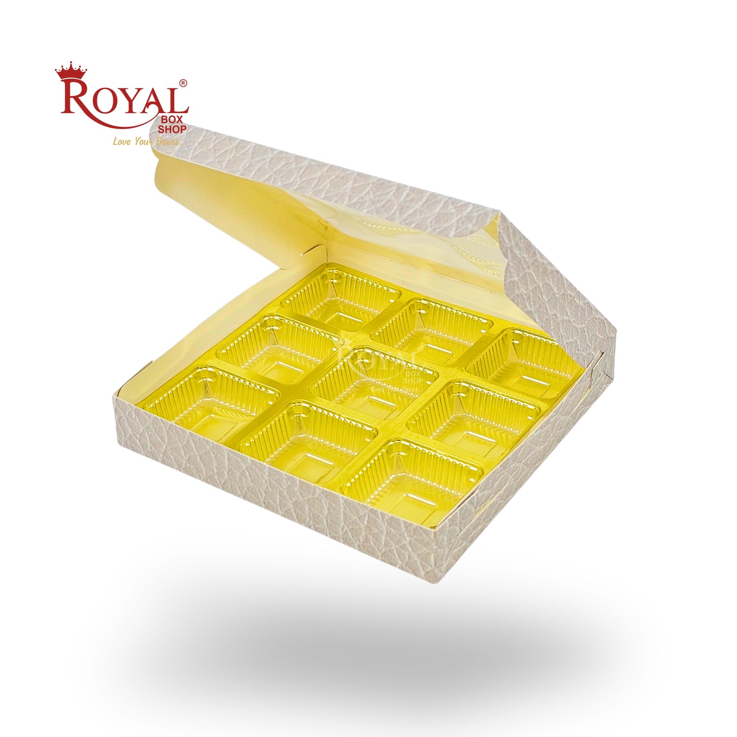 9 Cavity Chocolate Boxes | 5.75x5.75x1 inches | VT Ivory