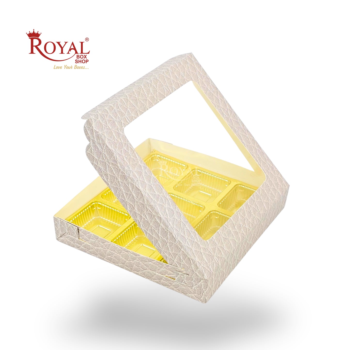 9 Cavity Chocolate Boxes | 5.75x5.75x1 inches | VT Ivory