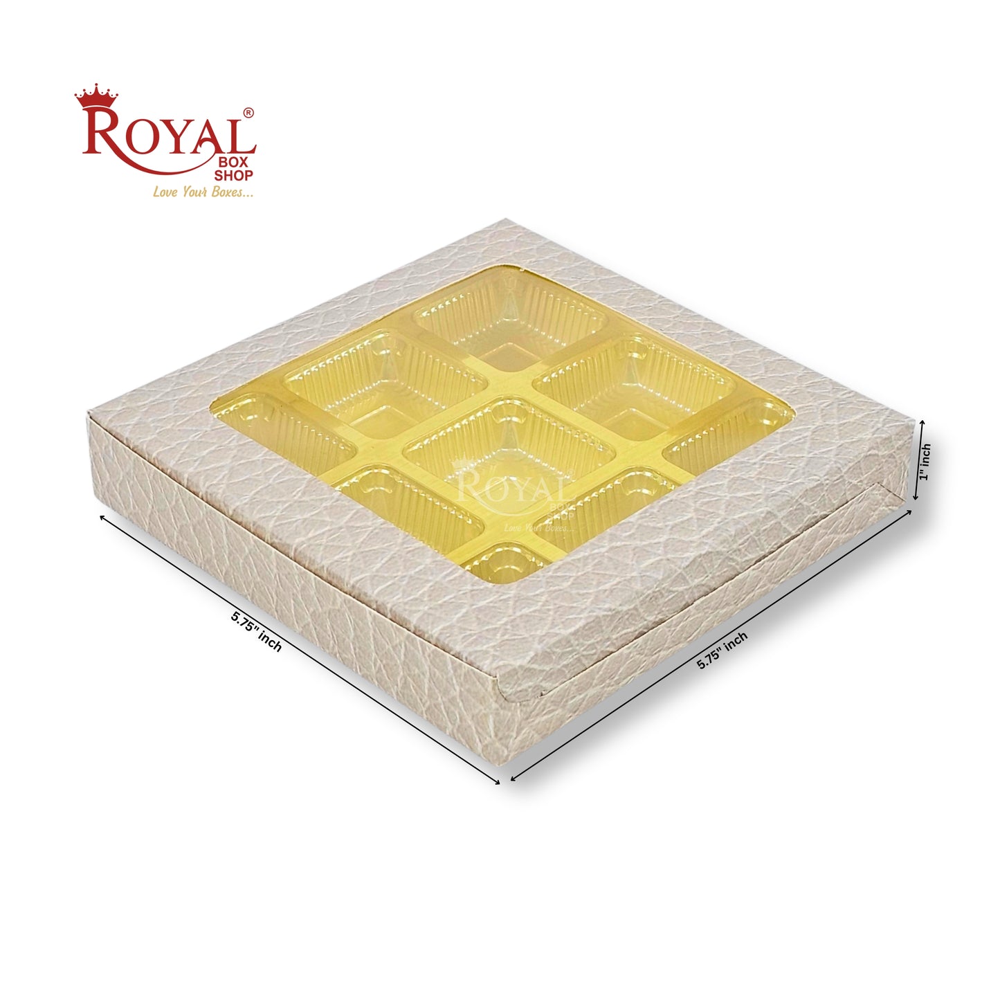 9 Cavity Chocolate Boxes | 5.75x5.75x1 inches | VT Ivory