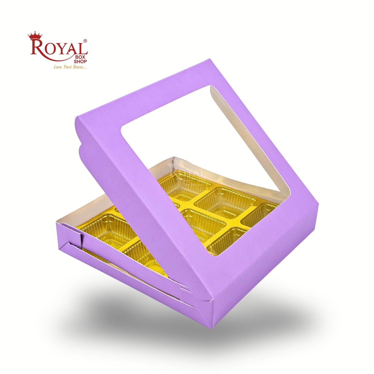 9 Cavity Chocolate Boxes | 5.75x5.75x 1 inches | Lavender