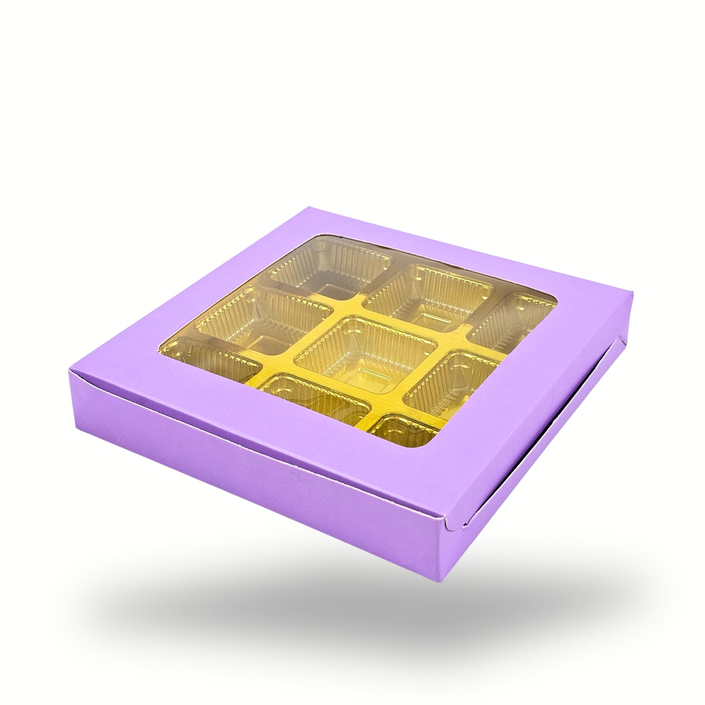 9 Cavity Chocolate Boxes | 5.75x5.75x 1 inches | Lavender