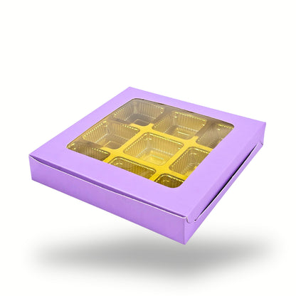 9 Cavity Chocolate Boxes | 5.75x5.75x 1 inches | Lavender
