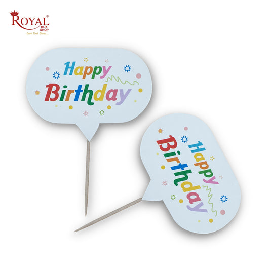 Cake Toppers I Happy Birthday Theme I Pack of 100pcs Royal Box Shop