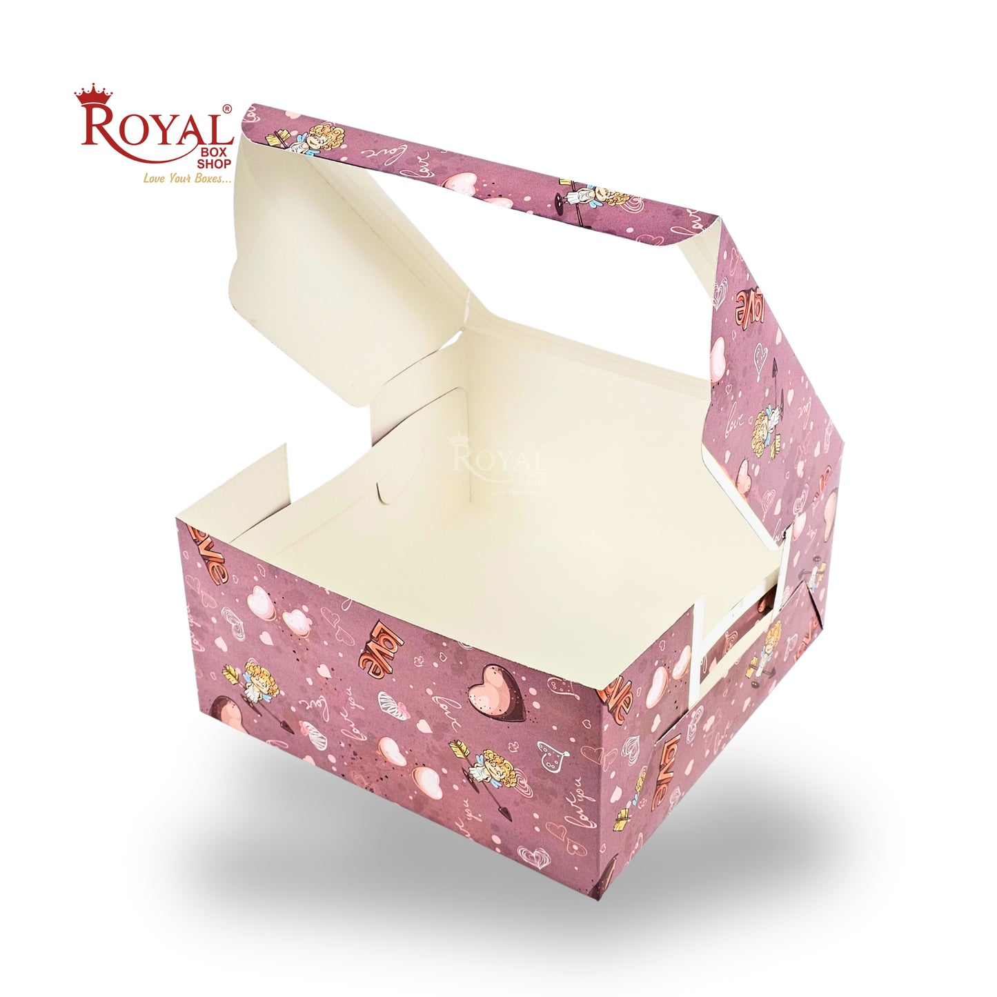 Cake Box with Window | 10x10x5 Inches | Pink Love Theme | FBB Paper | B2B