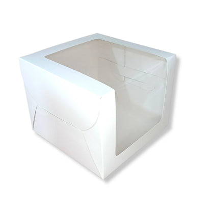 Tall Cake Box L-shape Window - 12"x12"x8"inches - Solid White Color