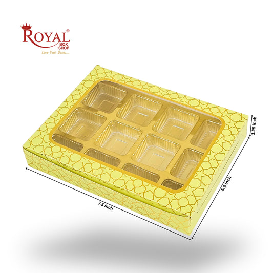 12 Cavity Chocolate Box | 7.5 x 5.5 x 1.25 inches | Parrot Green With Golden Foilling