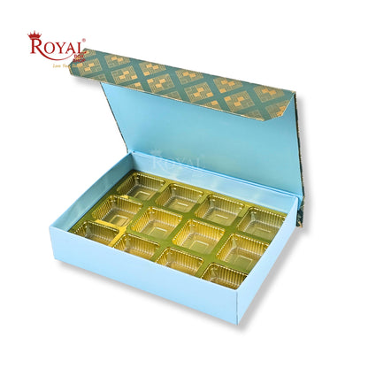 12 Cavity Rigid Chocolate Box with Magnetic Lid I 7.5x5.5x1.5 Inch I Golden Foil I Green