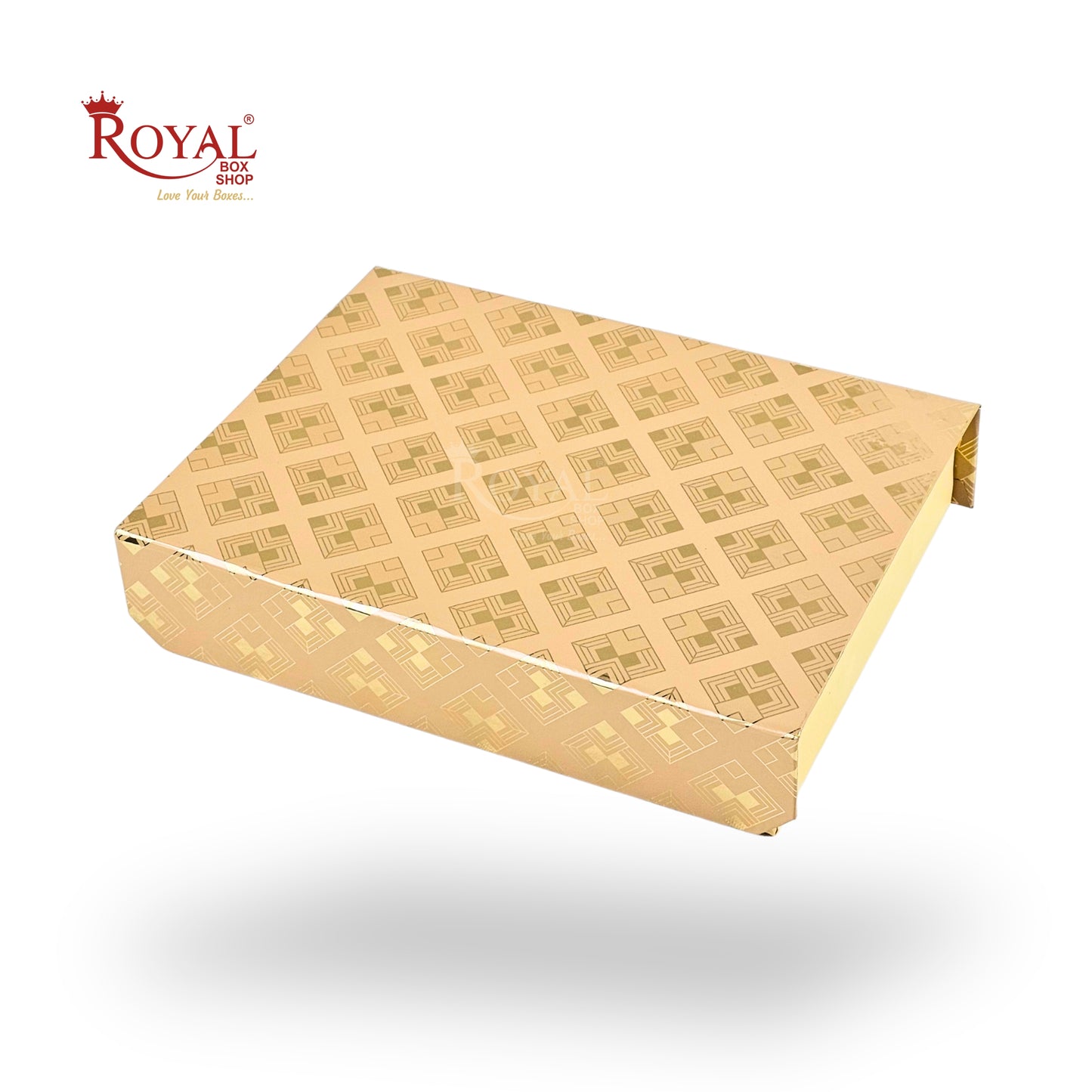 12 Cavity Premium Chocolate Box with Magnetic Lid – 7.5x5.5x1.5 Inch Golden Foil Rigid Gift Box