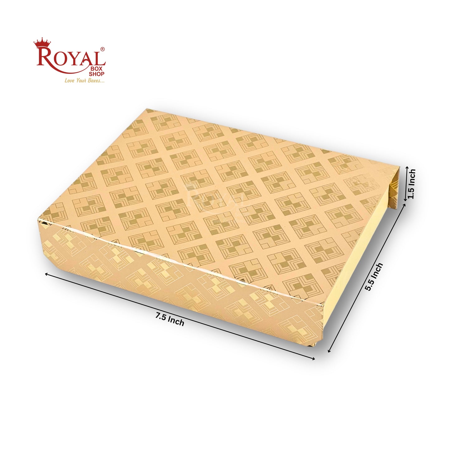 12 Cavity Premium Chocolate Box with Magnetic Lid – 7.5x5.5x1.5 Inch Golden Foil Rigid Gift Box