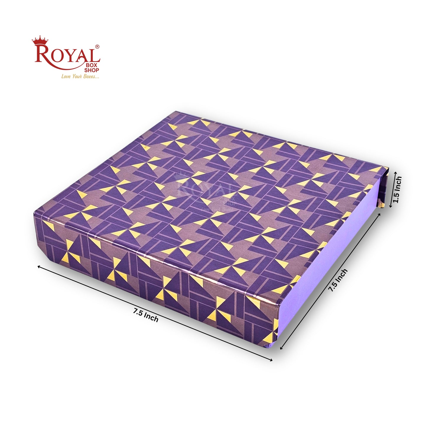 Rigid Chocolate Boxes 16 Cavity With Magnetic Flap I Purple with Gold Foiling I 7.5X7.5X1.5 Inch I Kappa Box