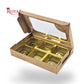 6 Cavity Chocolate Kraft Boxes with Window - 5.75 x 4 x 1 inches - Brown