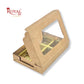 6 Cavity Chocolate Kraft Boxes with Window - 5.75 x 4 x 1 inches - Brown
