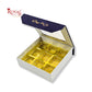 9 Cavity Rigid Chocolate Box With Window | Magnetic Flap | Blue with Gold Foiling | 5.5x5.5x1.5 Inch