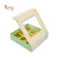 9 Cavity Rigid Chocolate Box With Window | Magnetic Flap | Green with Gold Foiling | 5.5x5.5x1.5 Inch