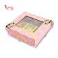 9 Cavity Rigid Chocolate Box With Window | Magnetic Flap | Pink with Gold Foiling | 5.5x5.5x1.5 Inch