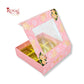 9 Cavity Rigid Chocolate Box With Window | Magnetic Flap | Pink with Gold Foiling | 5.5x5.5x1.5 Inch