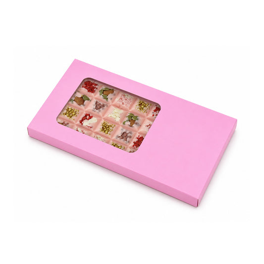 Royal Box Shop® Premium Chocolate Bar Box with Window I Pink I 6.75x3.5x0.50 Inch I B2B