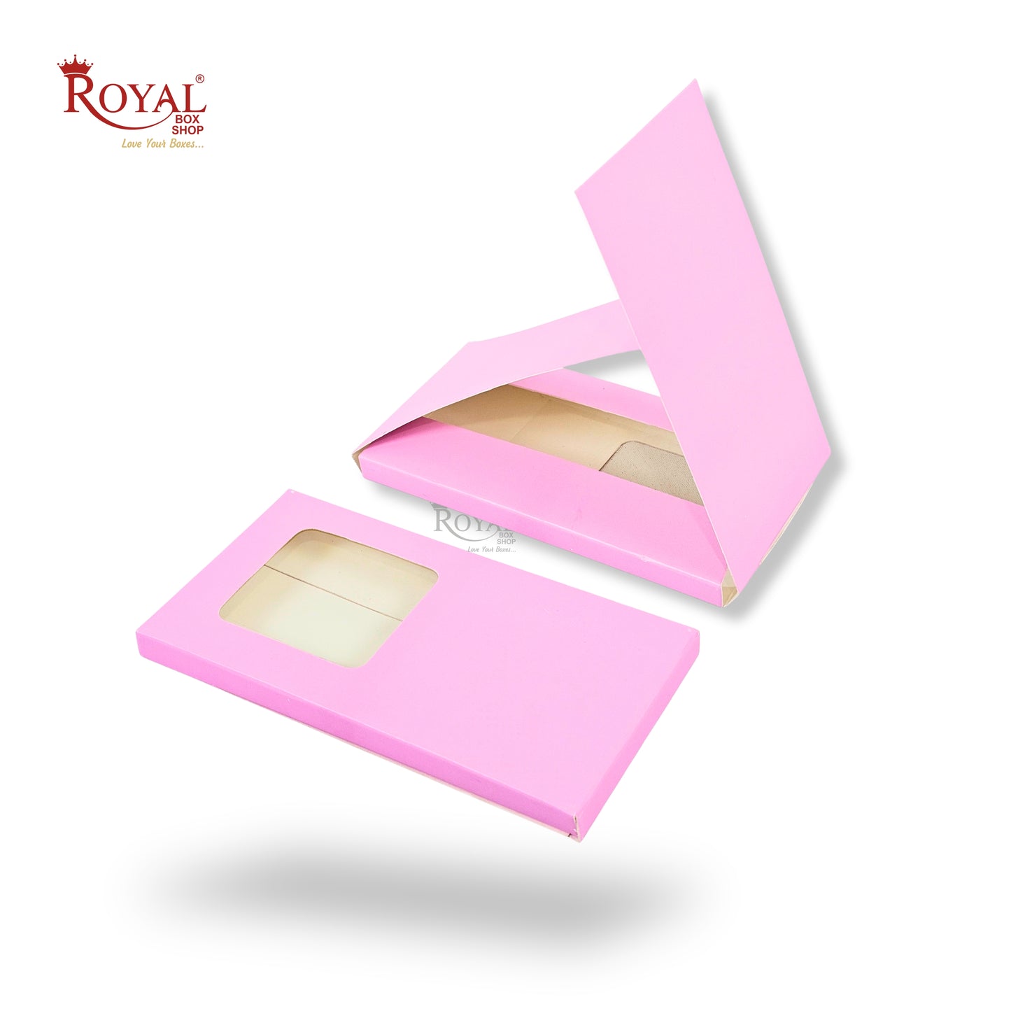 Royal Box Shop® Premium Chocolate Bar Box with Window I Pink I 6.75x3.5x0.50 Inch I B2B