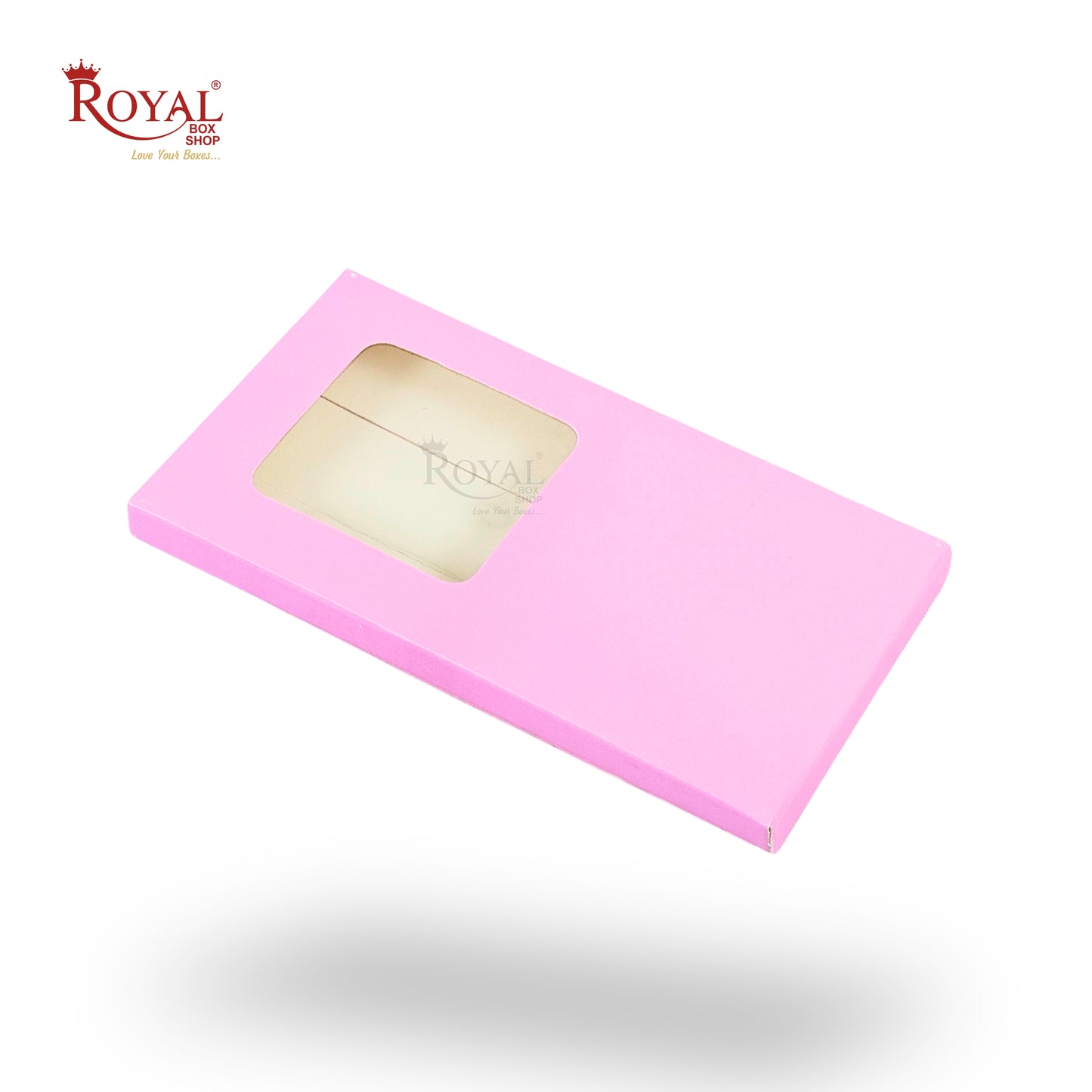 Royal Box Shop® Premium Chocolate Bar Box with Window I Pastel Pink I 6.75x3.5x0.50 Inch