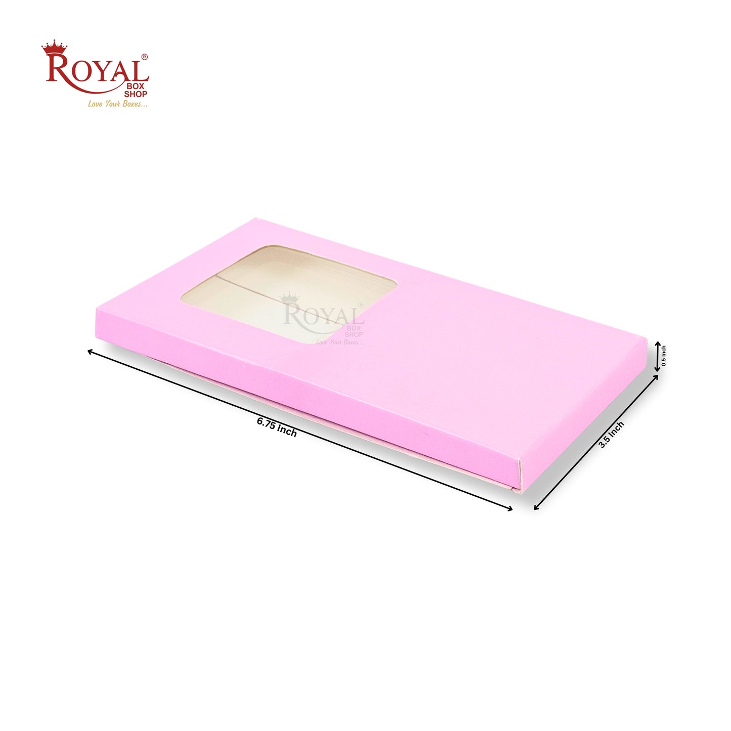 Royal Box Shop® Premium Chocolate Bar Box with Window I Pastel Pink I 6.75x3.5x0.50 Inch