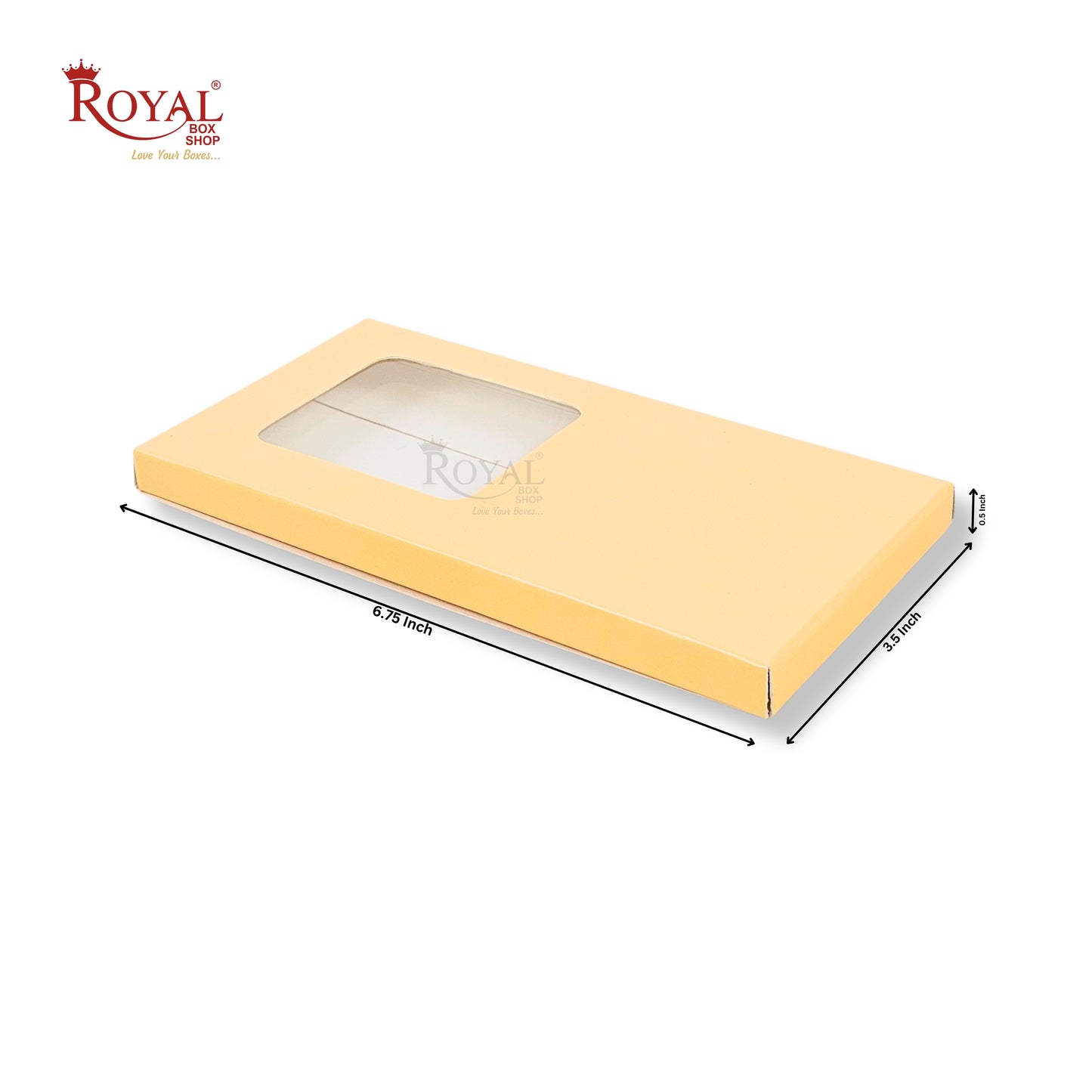 Royal Box Shop® Premium Chocolate Bar Box with Window I Pastel Yellow I 6.75x3.5x0.50 Inch