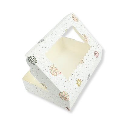 Christmas Theme 6pc Brownie Window Box I 9x6x2 Inches I White I Perfect for Brownies, Cookies, Candy & Chocolates