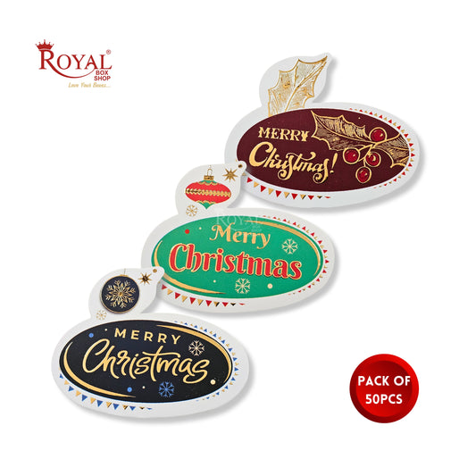 Christmas Gift Hamper Tags | 3x3.5 Inch | Pack of 50 Gift Tags | Mix Color
