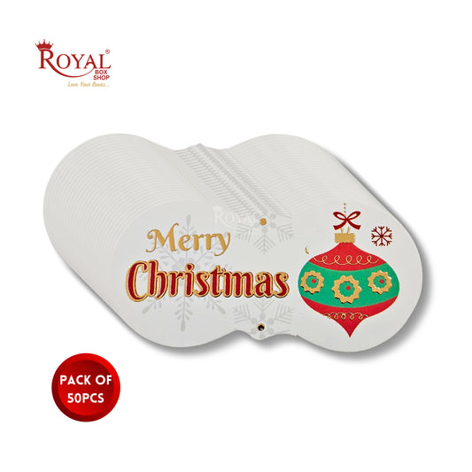 Christmas Gift Hamper Tags | 3.75x1.75 Inch | Christmas Bell | Pack of 50 Gift Tags