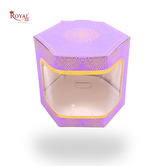 Cookies Box with Window I RCF-07 D1 Lavender With Gold Dot Print I 3x3x3 inches