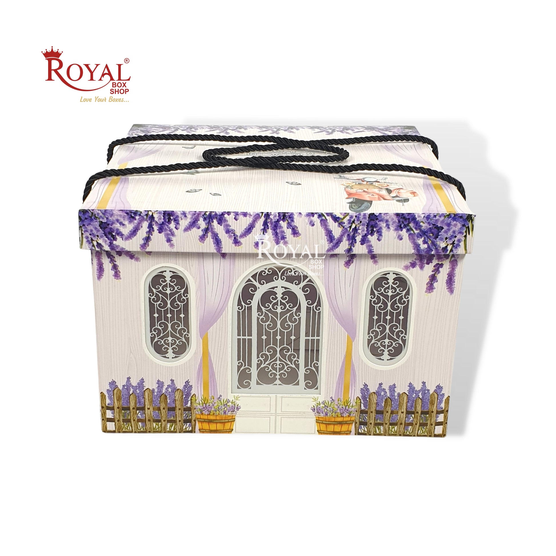 Cottage Theme Hamper Gift Box | Purple | 9x9x6 Inch I Perfect for Wedding Gifts, Room Hampers, Special Occasions & More Royal Box Shop