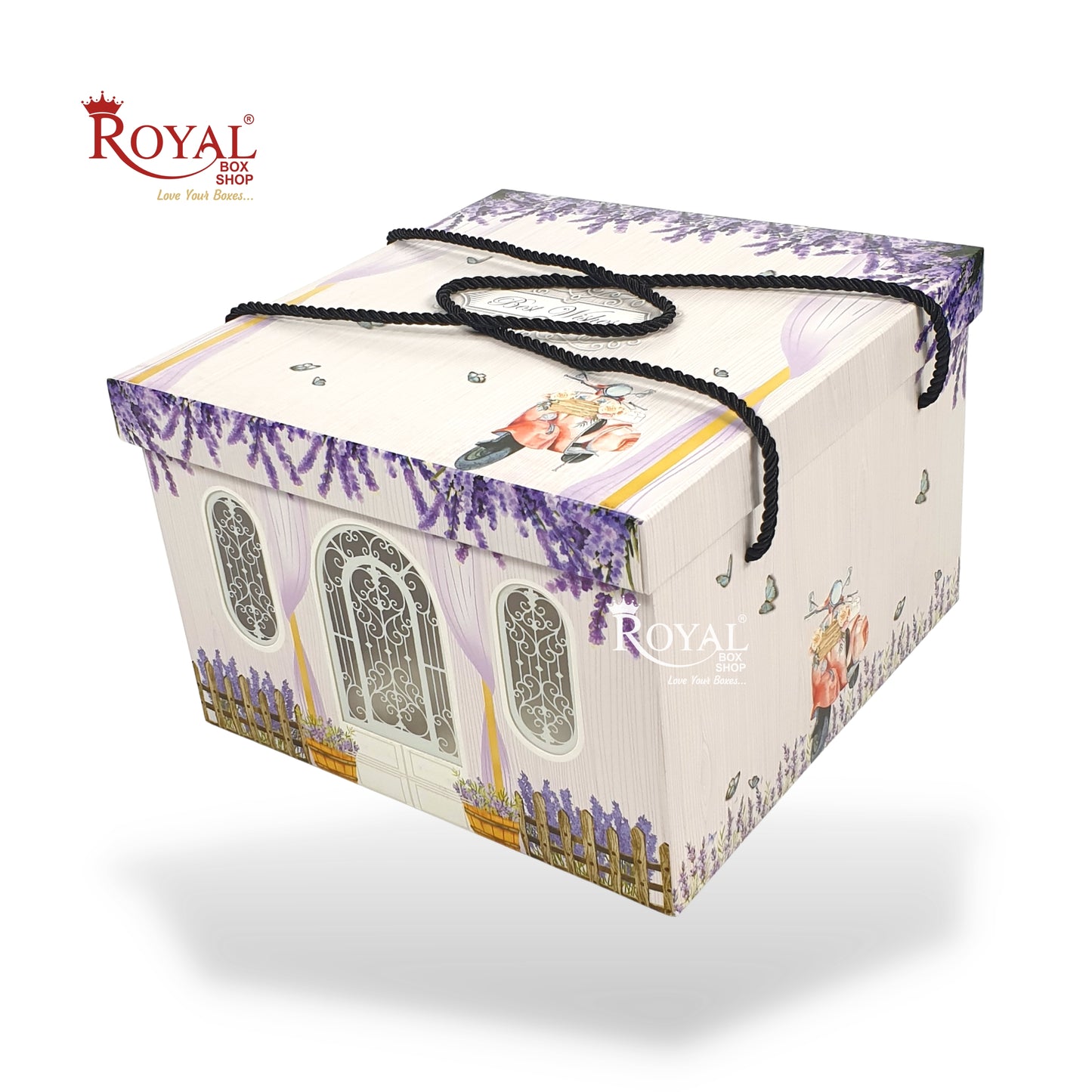 Cottage Theme Hamper Gift Box | Purple | 9x9x6 Inch I Perfect for Wedding Gifts, Room Hampers, Special Occasions & More Royal Box Shop