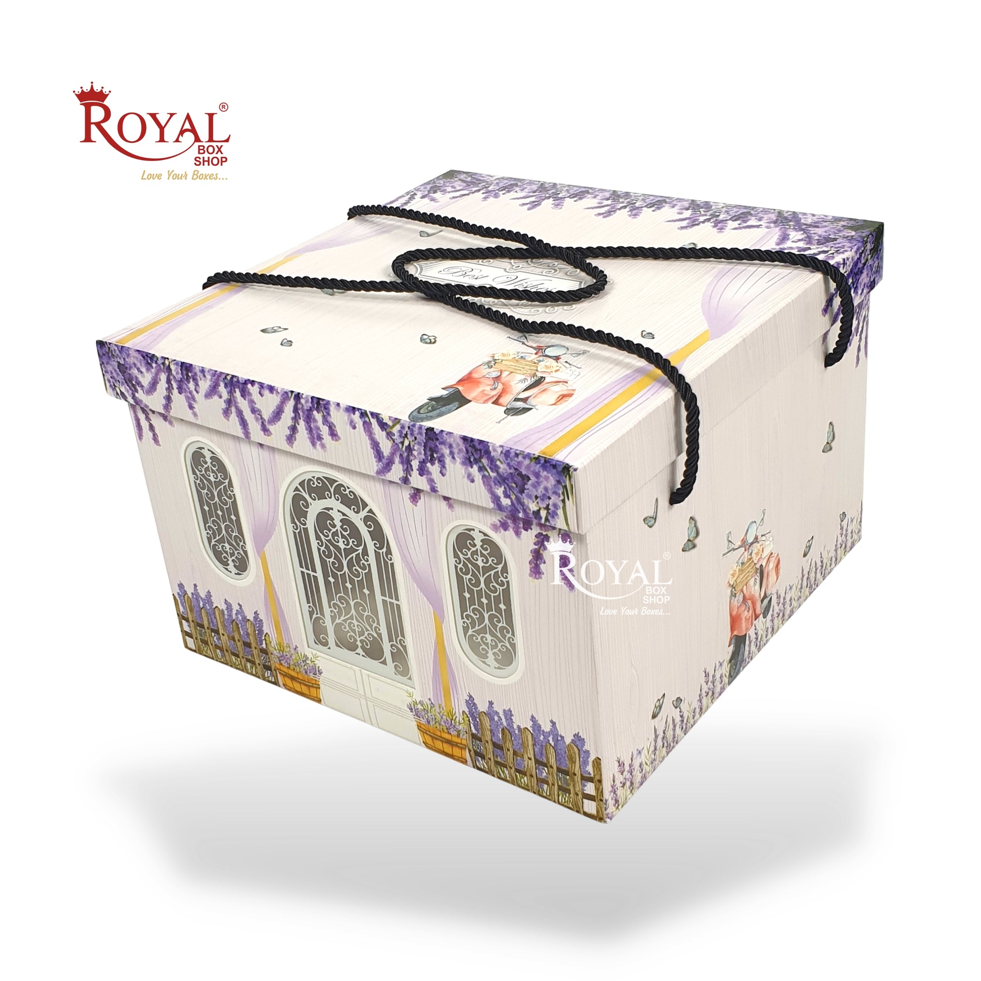 Cottage Theme Hamper Gift Box | Purple | 9x9x6 Inch I Perfect for Wedding Gifts, Room Hampers, Special Occasions & More Royal Box Shop