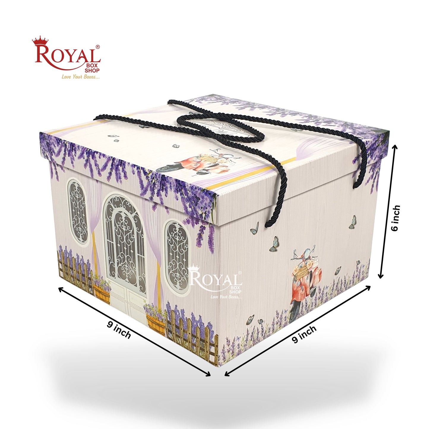 Cottage Theme Hamper Gift Box | Purple | 9x9x6 Inch I Perfect for Wedding Gifts, Room Hampers, Special Occasions & More Royal Box Shop