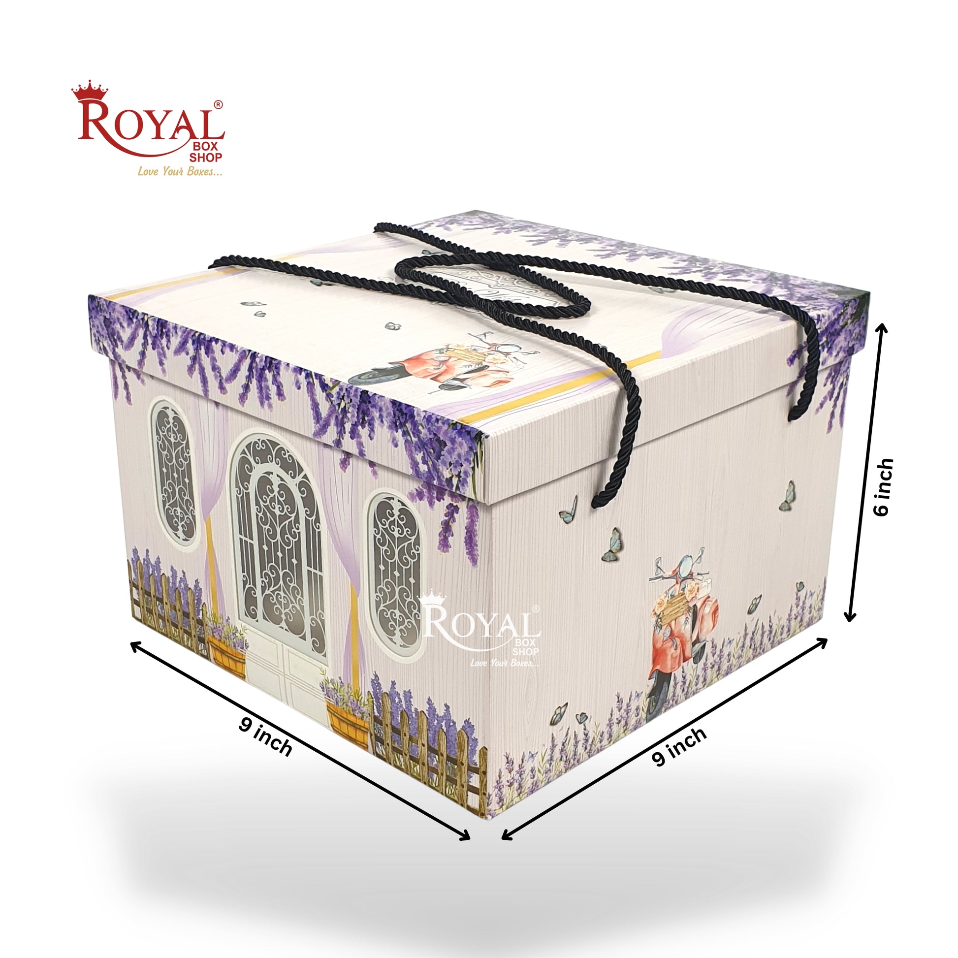 Cottage Theme Hamper Gift Box | Purple | 9x9x6 Inch I Perfect for Wedding Gifts, Room Hampers, Special Occasions & More Royal Box Shop