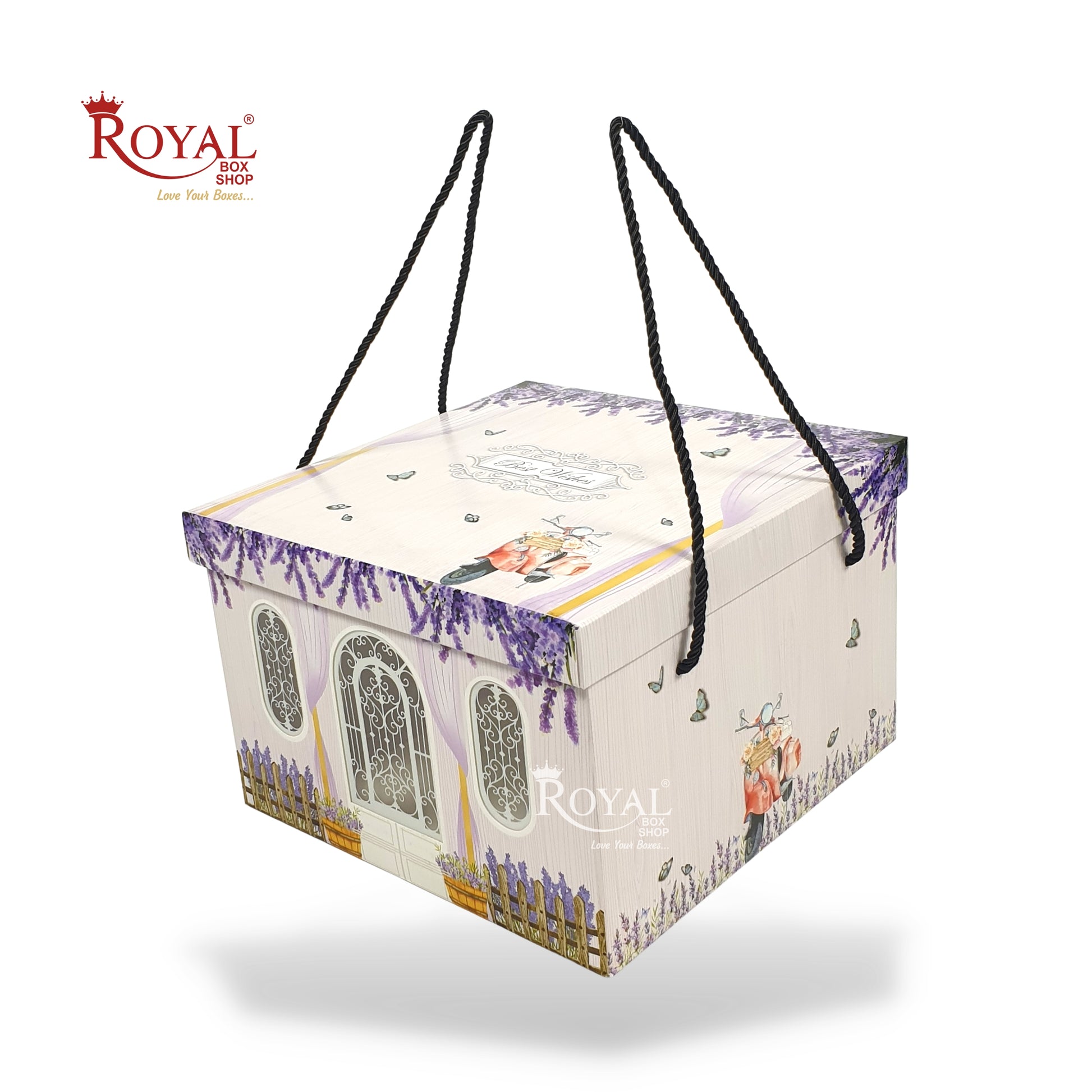 Cottage Theme Hamper Gift Box | Purple | 9x9x6 Inch I Perfect for Wedding Gifts, Room Hampers, Special Occasions & More Royal Box Shop