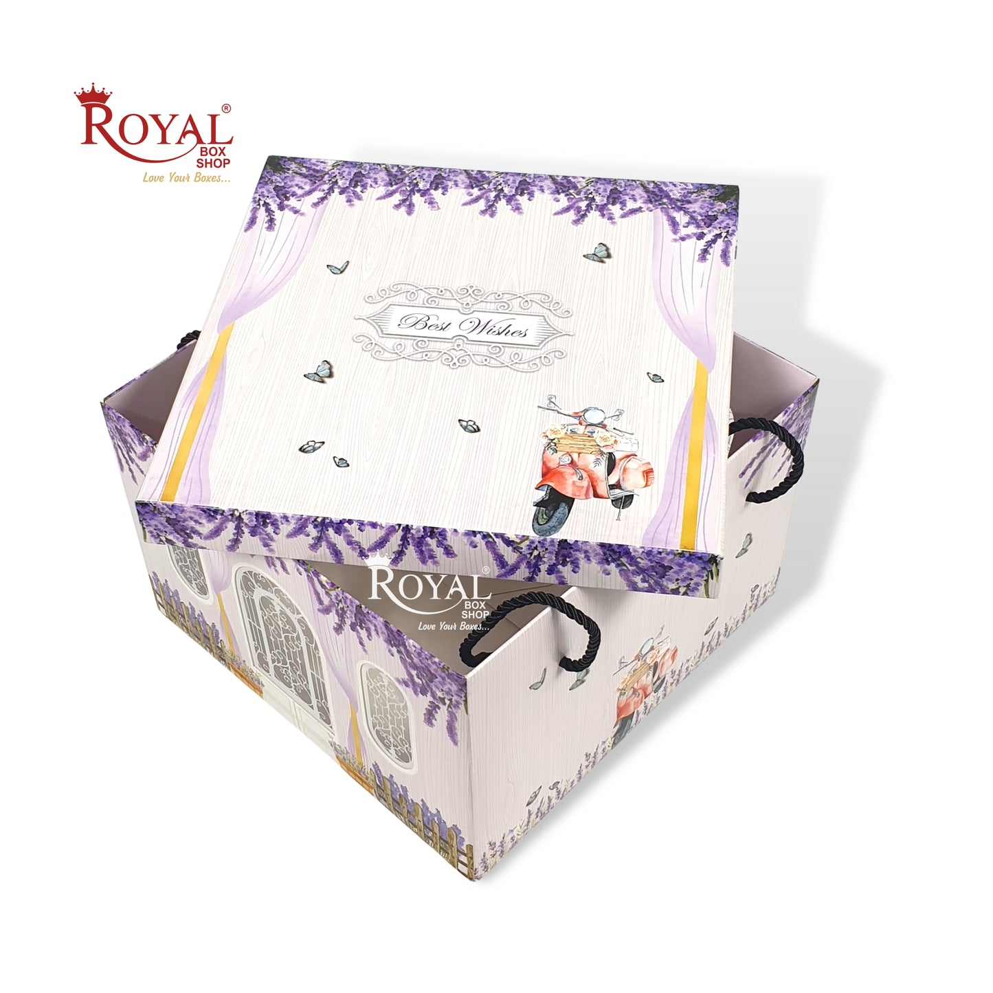 Cottage Theme Hamper Gift Box | Purple | 9x9x6 Inch I Perfect for Wedding Gifts, Room Hampers, Special Occasions & More Royal Box Shop