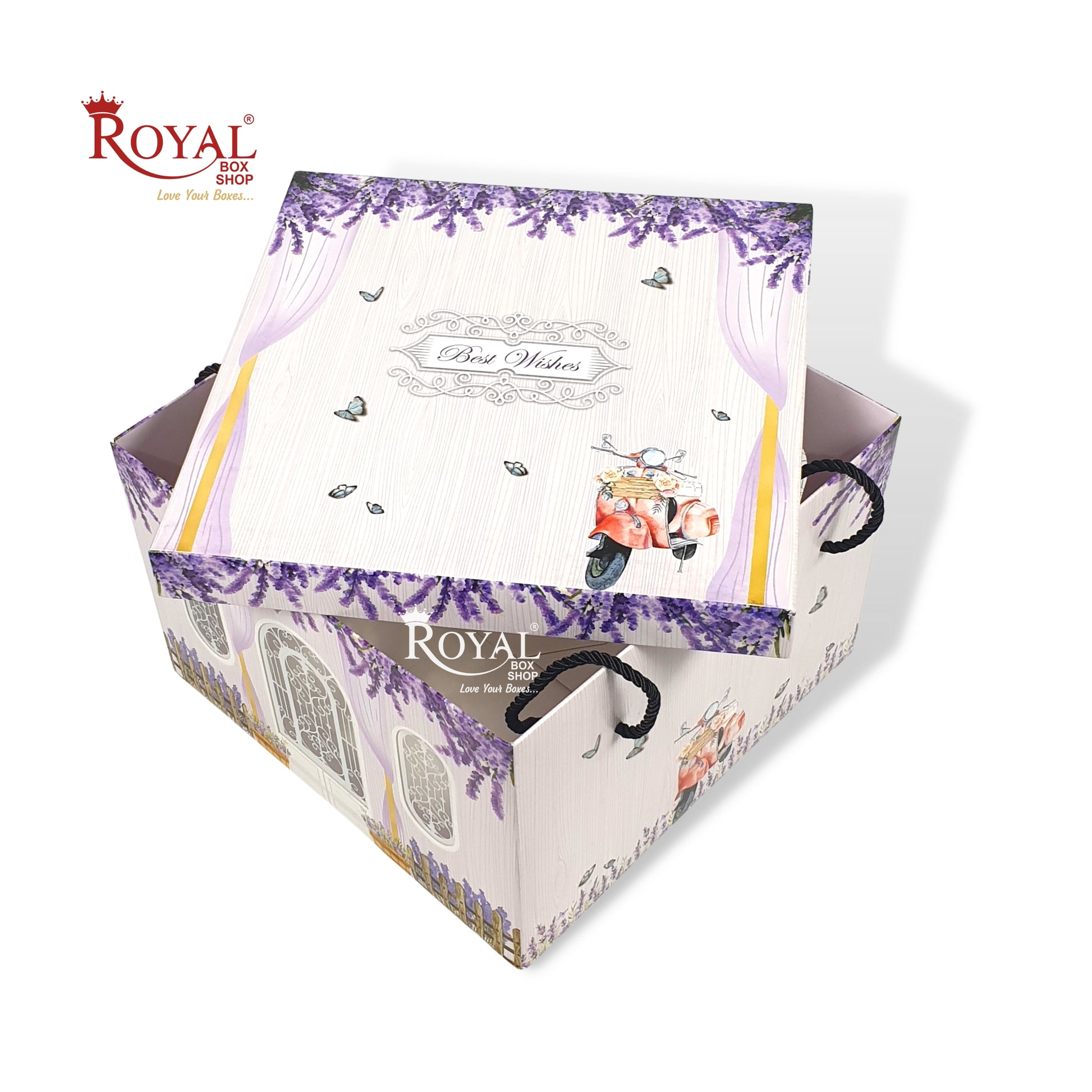 Cottage Theme Hamper Gift Box | Purple | 9x9x6 Inch I Perfect for Wedding Gifts, Room Hampers, Special Occasions & More Royal Box Shop