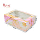6pc Cupcake Box With Window | 10x7x3.5 Inch | Pink Marble Print | FBB