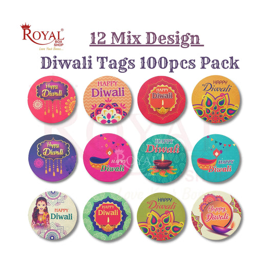 Diwali Tags 100pcs I 2" Inch Wide I Free Shipping I Mix Color & Design Royal Box Shop