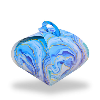 Dome Cake Box with Handle I Blue Marble Print I 8x8x7 Inch I Perfect for Cake & Cookies