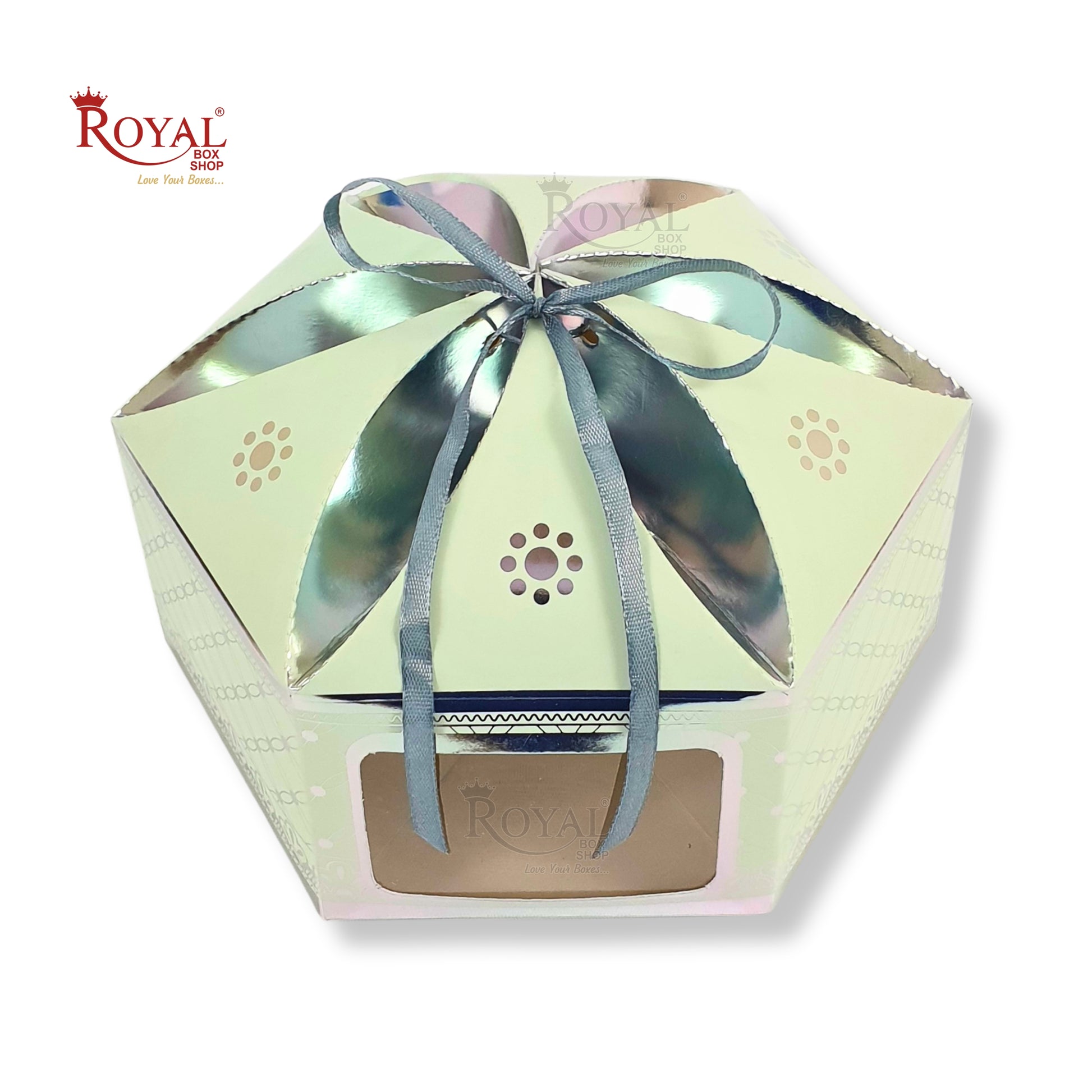 Dry Cake Box with Gold Foil Accents (7x7x3 Inch) Green Flower Royal Box Shop