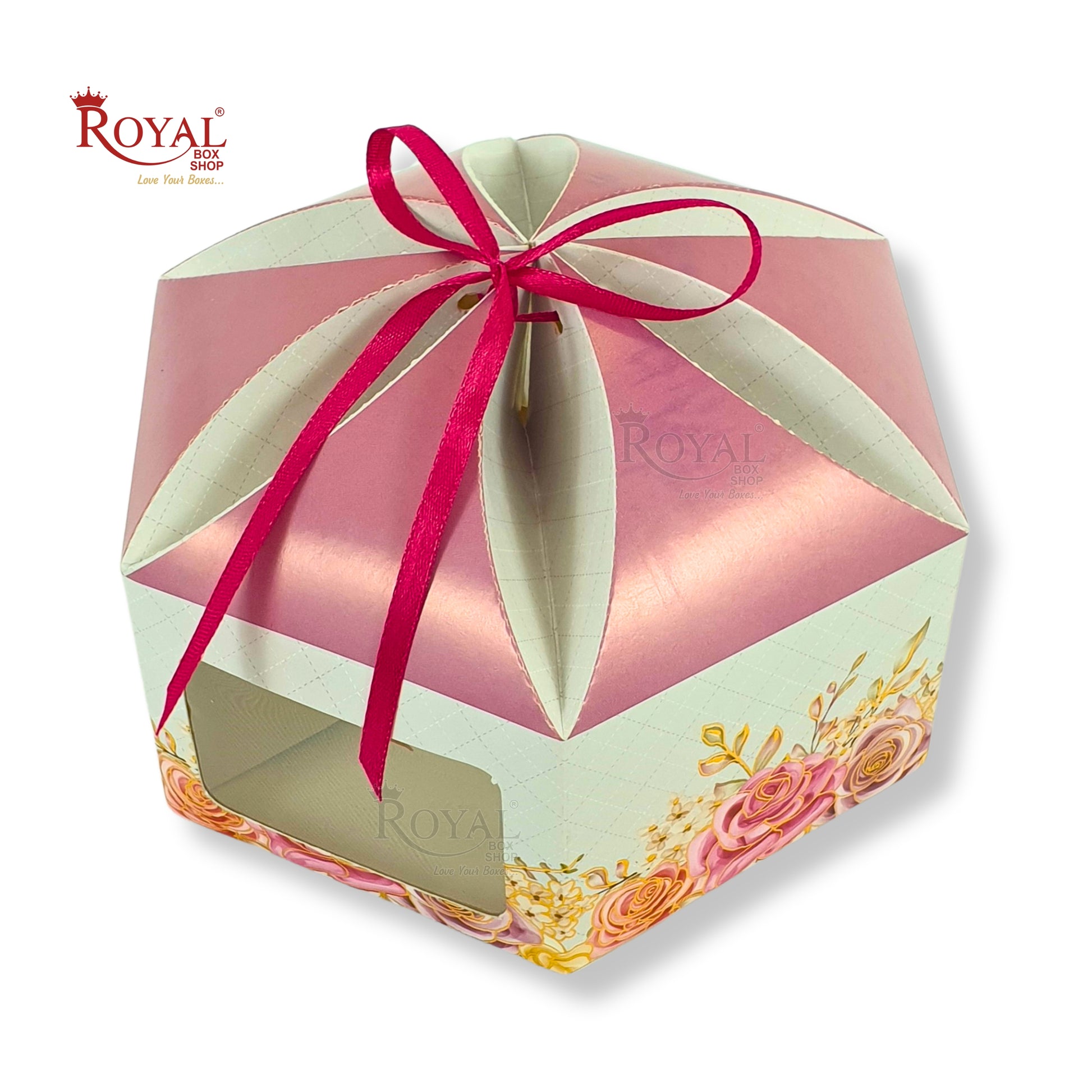 Dry Cake Box with Gold Foil Accents (7x7x3 Inch) Grey Flower Royal Box Shop