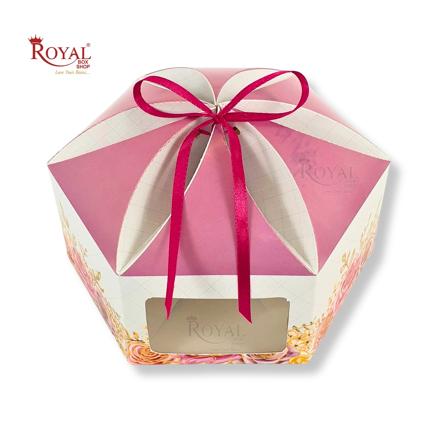 Dry Cake Box with Gold Foil Accents (7x7x3 Inch) Grey Flower Royal Box Shop