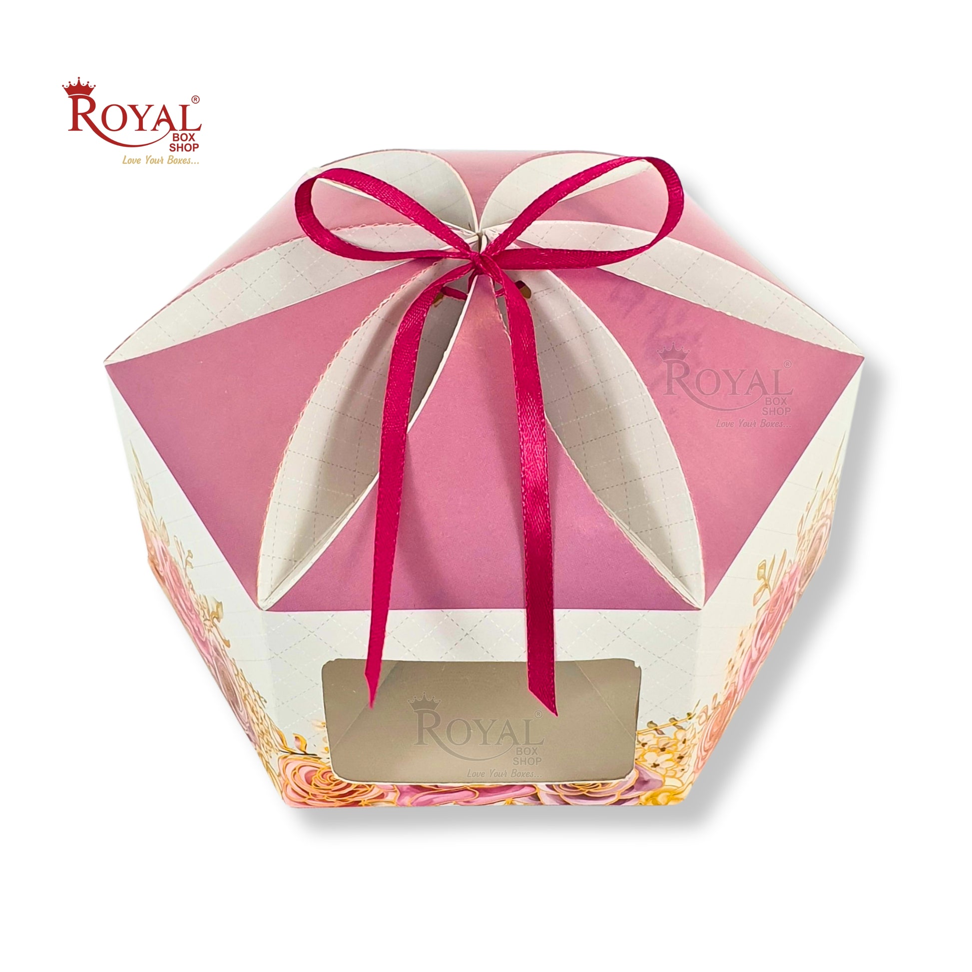 Dry Cake Box with Gold Foil Accents (7x7x3 Inch) Grey Flower Royal Box Shop