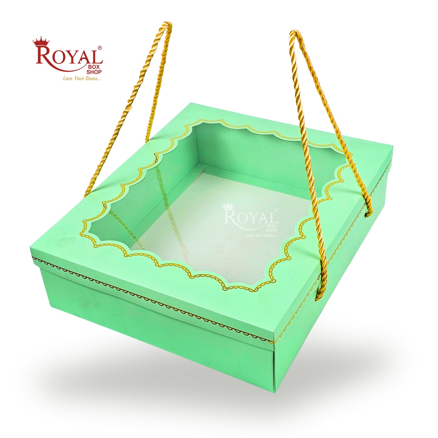 Premium Gift Hamper Box I 10x12x3.5 Inch I Royal Green I With Golden Dori Handle