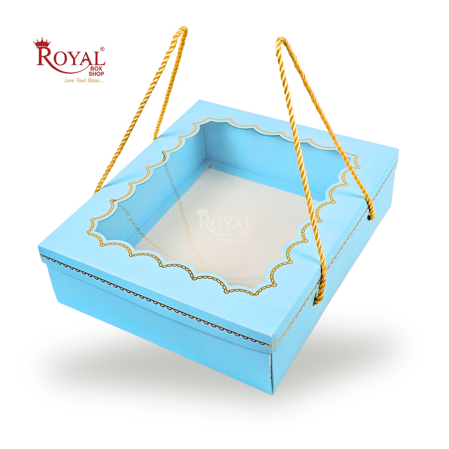 Premium Gift Hamper Box I 10x12x3.5 Inch I Royal Blue I With Golden Dori Handle